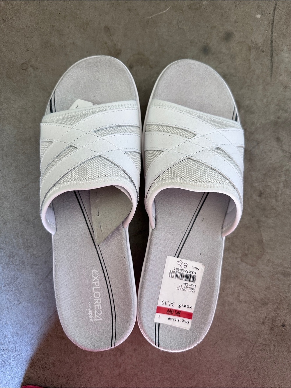Easy Spirit White Crossover Strap Slide Mules